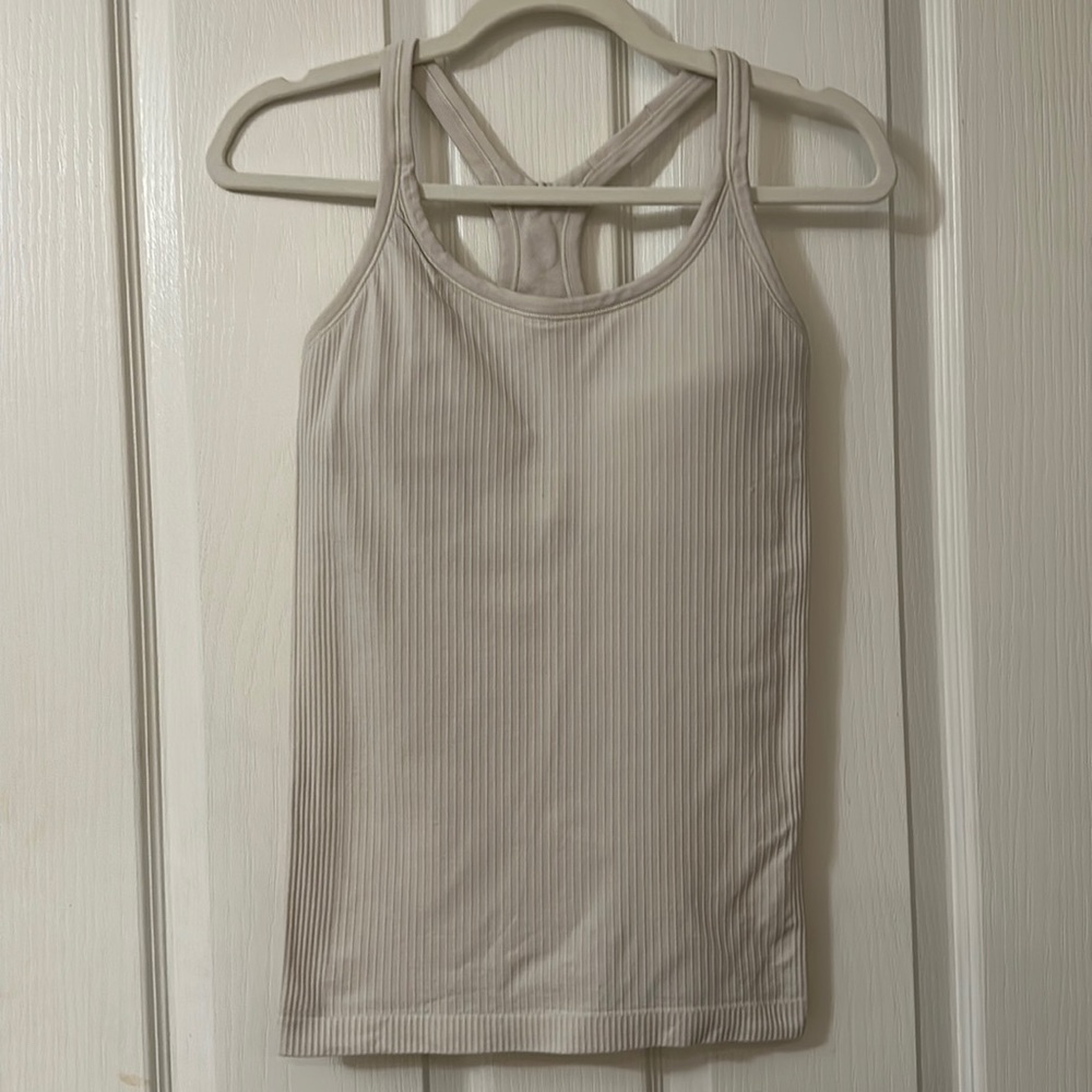 Lululemon Athletica Ebb To Flow ribbed tank top in light beige